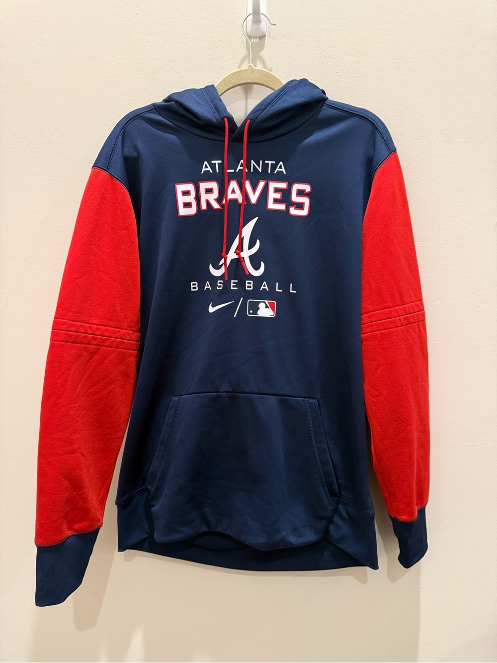 Atlanta Braves Hoodie Sweatshirt Mens L Blue MLB Baseball Nike Therma Fit - Picture 2 of 4